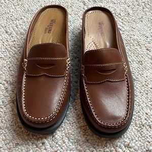 New in Box Dark Tan Bass Peggy Mules 8 M